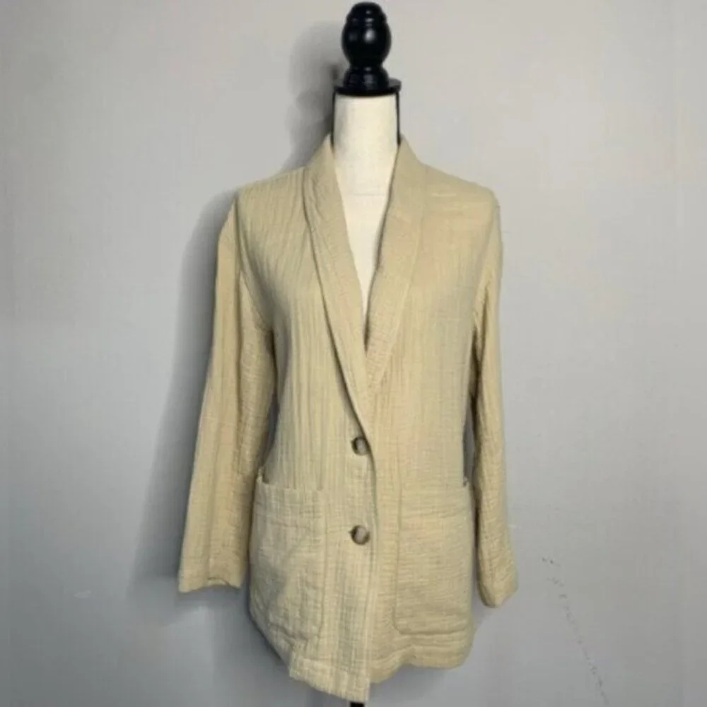 Madewell Tan Oversized Lightspun Dorset Single Breasted Blazer